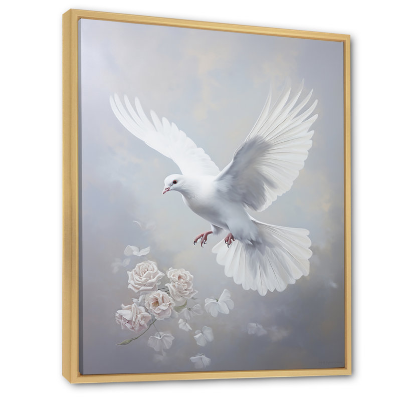 Tranquil Dove Harmony I - art mural colombe, H 20 po x l 12 po x P 1 po, Cadre flottant en érable