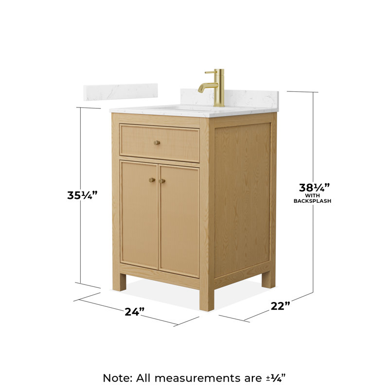 Pendry 24" Freestanding Single Bathroom Vanity with Cultured Marble Top, Brushed Nickel, White Cultured Marble, Single-Hole