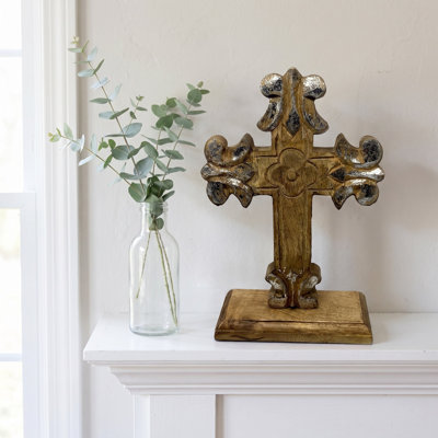 St Charles Table Cross - Natural with Silver Foil