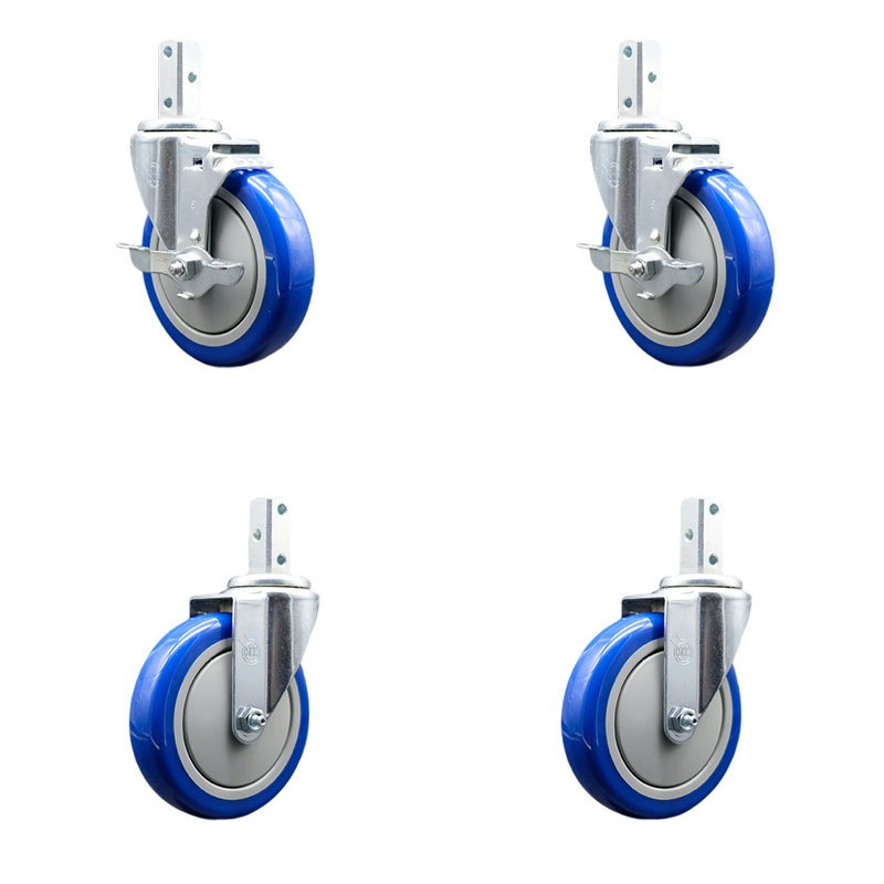 Ensemble de 4 roulettes en polyuréthane, Bleu