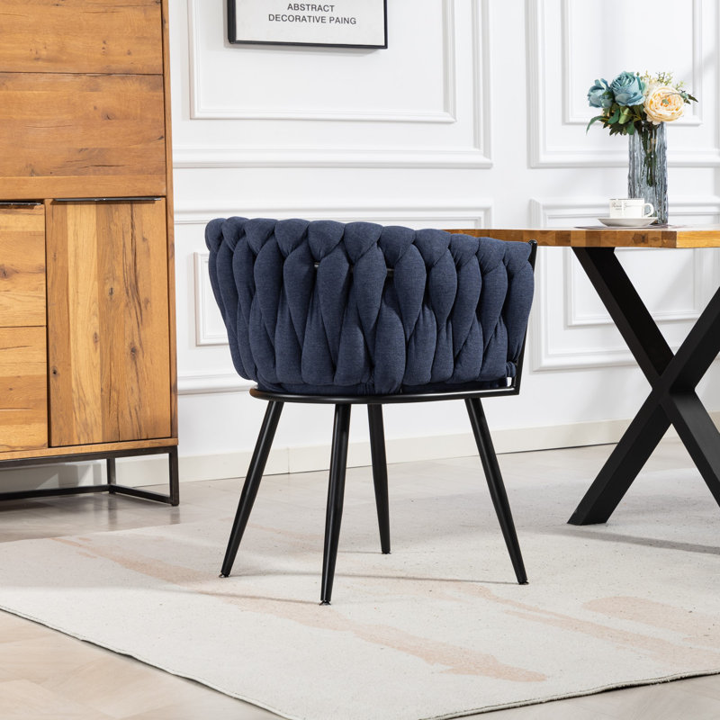 Polyester Upholstered Metal Upholstered Back Accent, Blue