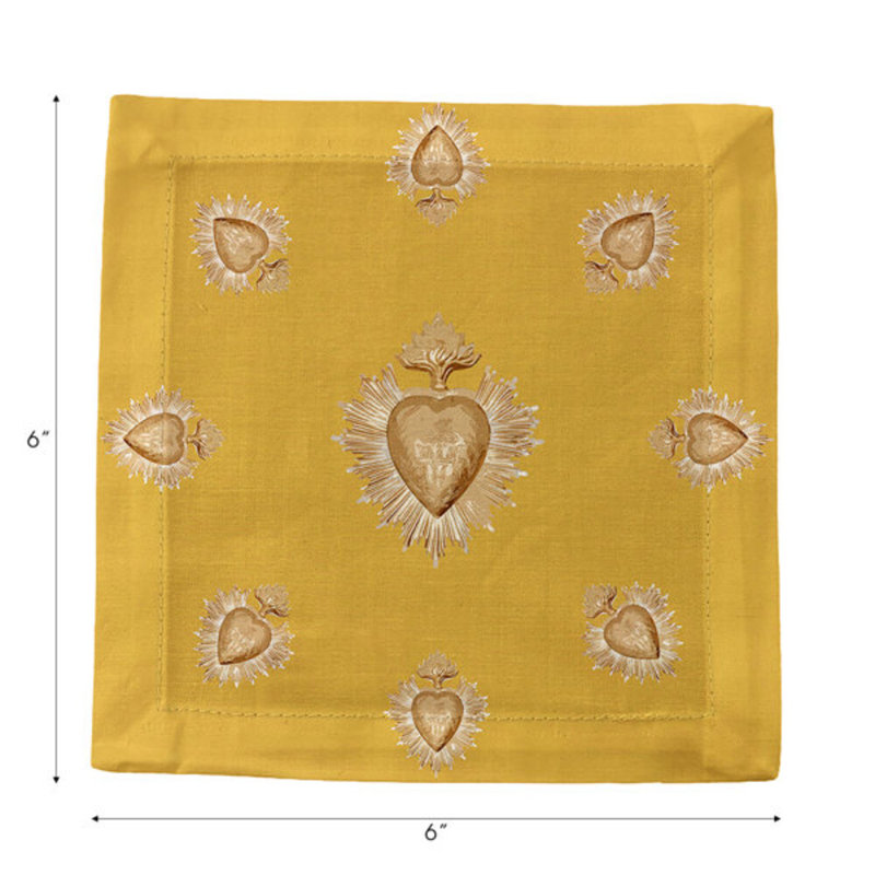 Ex Vote Cotton Sateen Cocktail Napkins, Gold