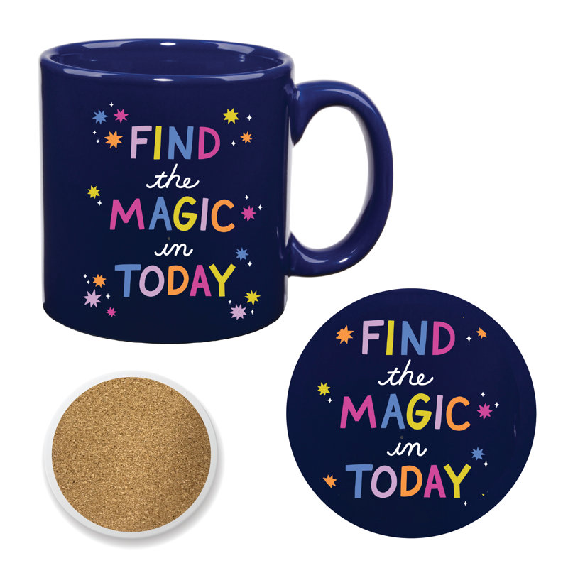 Ensemble de 20 tasses et sous-verres Find the Magic in Today