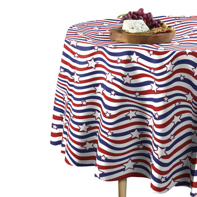 Anso American Stars Stripes Round Tablecloth, 84" x 84"
