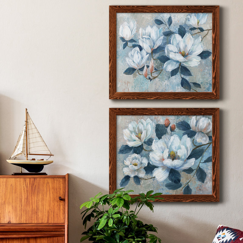 Spring Bloom I - ensemble de 2 peintures sur toile encadrées, H 24 po x l 36 po x P 1,5 po, Cadre en érable