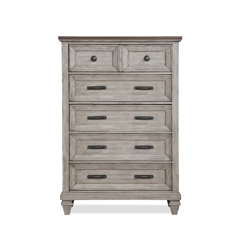 Gurkamal Wood 5-Drawer Chest, Beige