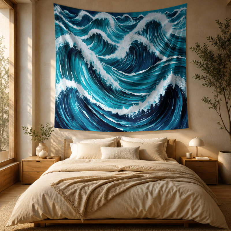 Tapisserie murale Hawaiian Wave Curls, 51 po x 60 po