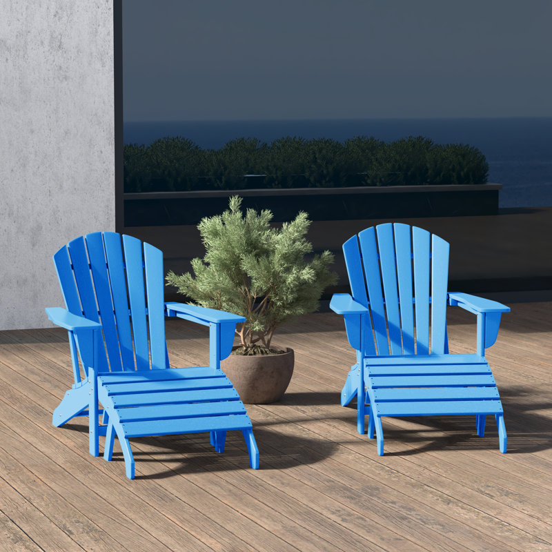 Chaise Adirondack en résine Altura avec repose-pieds, Bleu pacifique
