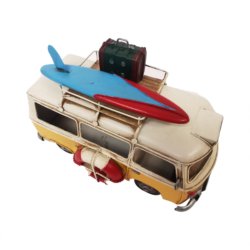 Autobus en métal Kasten avec planche et bagages, Jaune