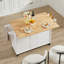 Îlot de cuisine avec comptoir à abattant, chariot d'îlot de cuisine roulant, table d'îlot de cuisine avec porte de grange avec armoire de rangement et support de tour, table d'îlot sur roulettes pour la cuisine