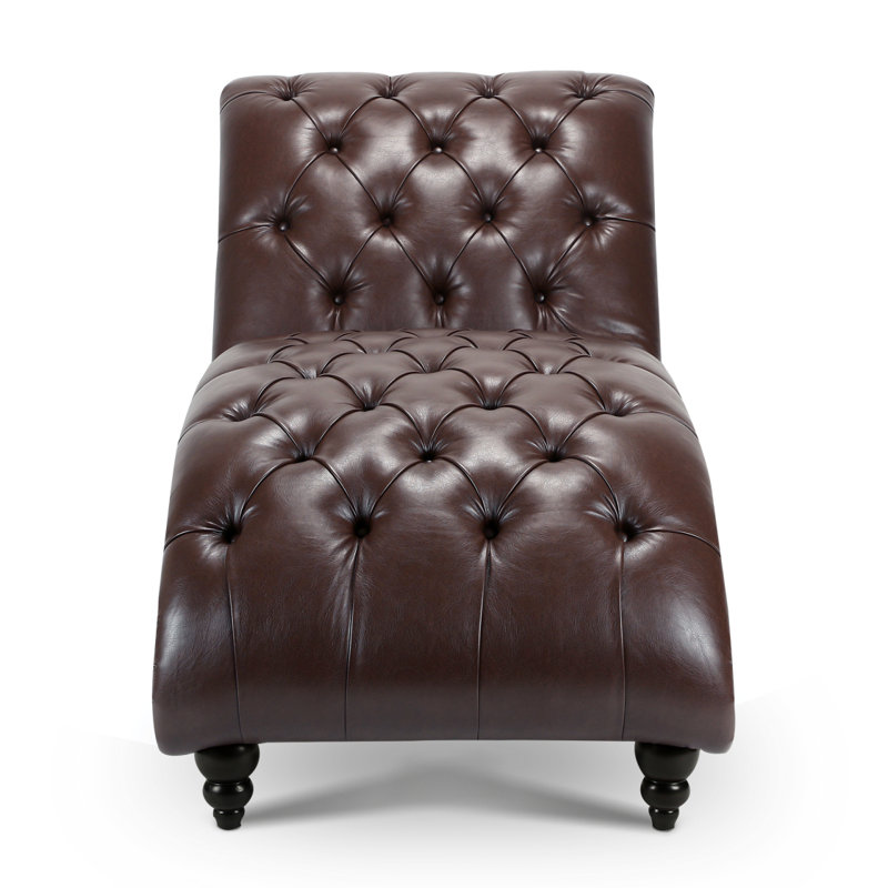 Chaise longue sans accoudoirs touffetée, Marron foncé