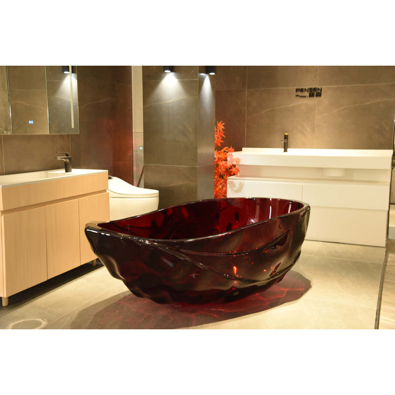 67" Freestanding Solid Surface Soaking Bathtub