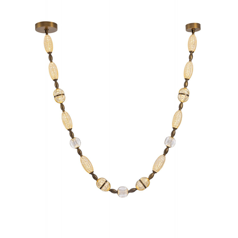 Dubai 146"l Led Glass Strand Pendant In Aged Brass/gold