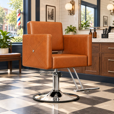  Fauteuil de coiffure hydraulique pour coiffeur, fauteuil en similicuir avec rotation à 360 °, hauteur réglable