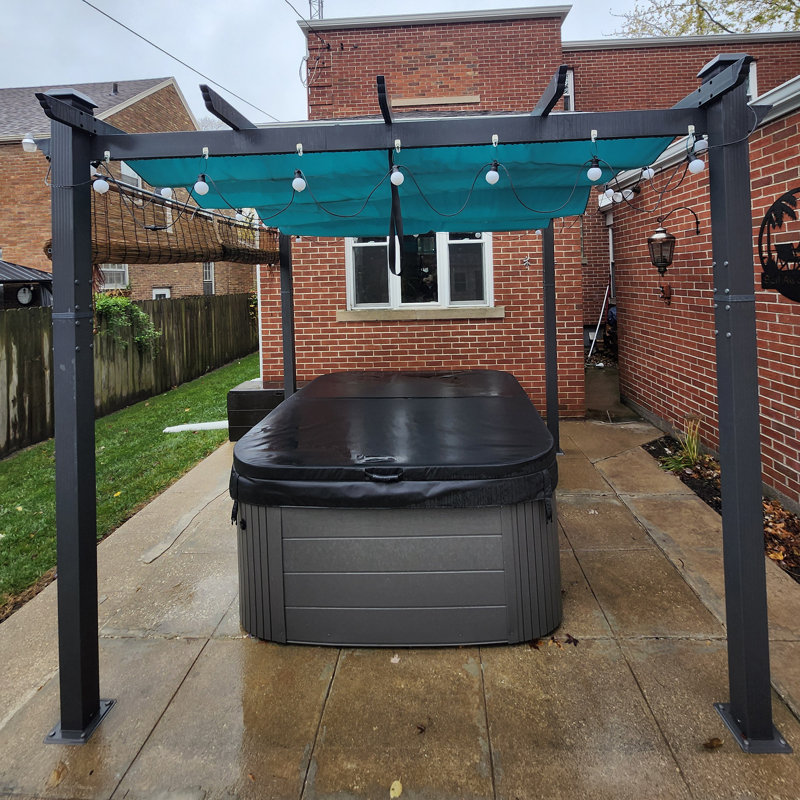 Sim Aluminum Pergola with Canopy, 10 ft. W x 10 ft. D, Blue