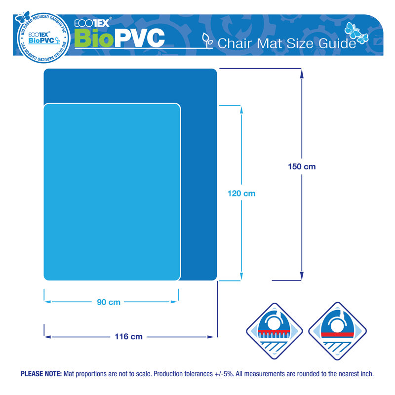 BioPVC Rectangular Chair Mat for Hard Floors, 150 cm W x 116 cm L