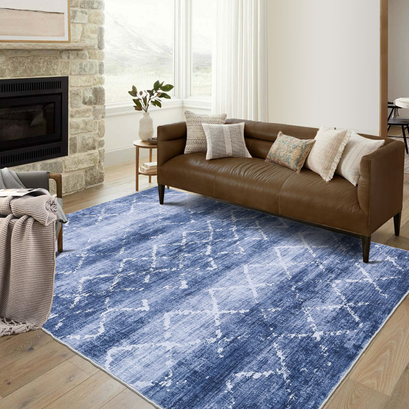Geometric Machine Washable Rug Modern Striped Non-Slip Rugs for Living Room Bedroom Nursery Dining Table Bedside Decor