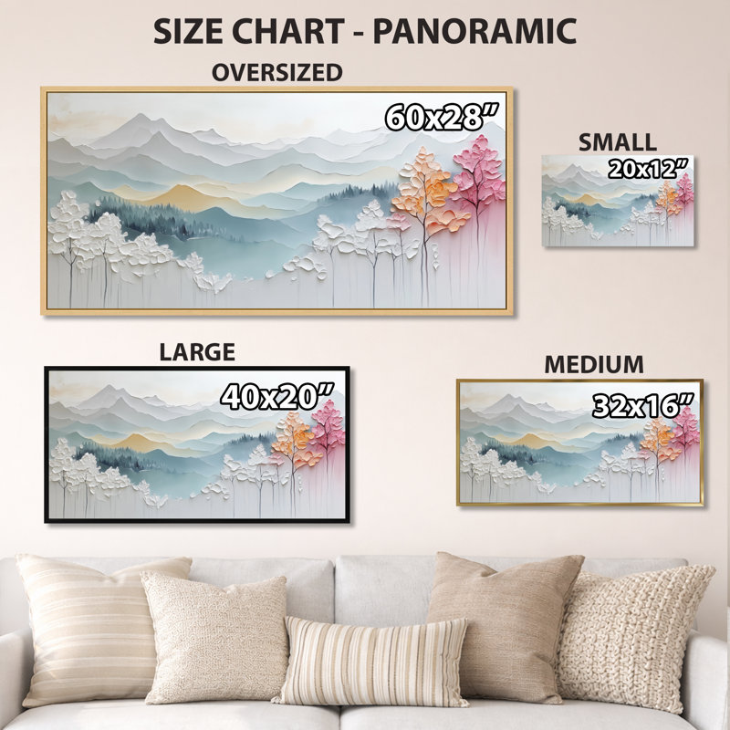 «White Blue Spring Mon monochrome Drift Hills I», reproduction d'art sur toile encadrée montagne, H 16 po x l 32 po