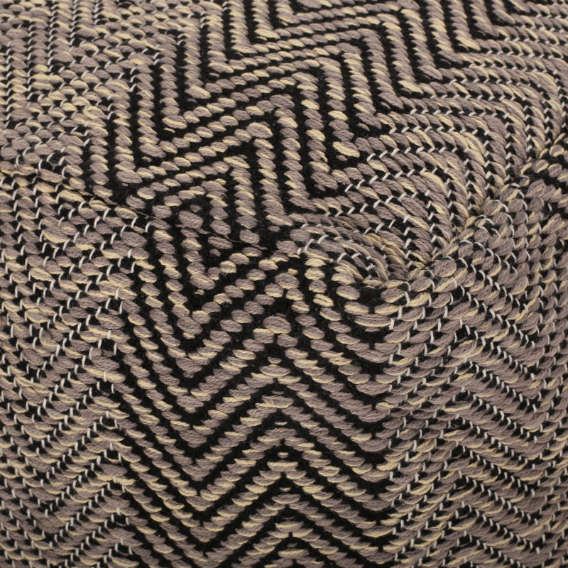 Pouf en coton à motif brun et beige, composant d'ornement fait à la main, largeur 14,85 po, entièrement assemblé, capacité de 250 livres, objet décoratif fabriqué à la main pour nettoyer les taches, propre, capacité de 250 lb