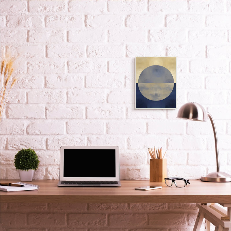 Abstrait coucher de soleil, interprétation bleue dorée délavée par Justin Thompson - impression, H 15 po x l 10 po