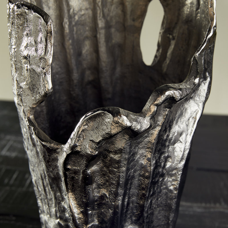 Candelora Aluminum Table Vase, Silver, 14.25" H x 8.75" W x 8.75" D