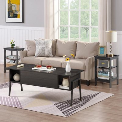 Table basse à plateau relevable et table de bout avec ports USB de rangement