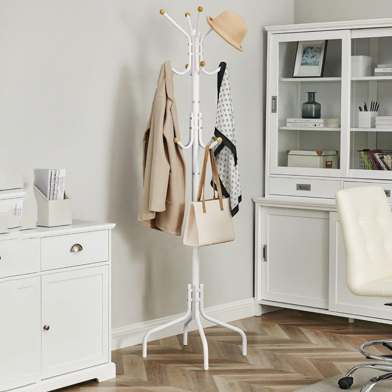 Freestanding 12 - Hook Coat Rack, White