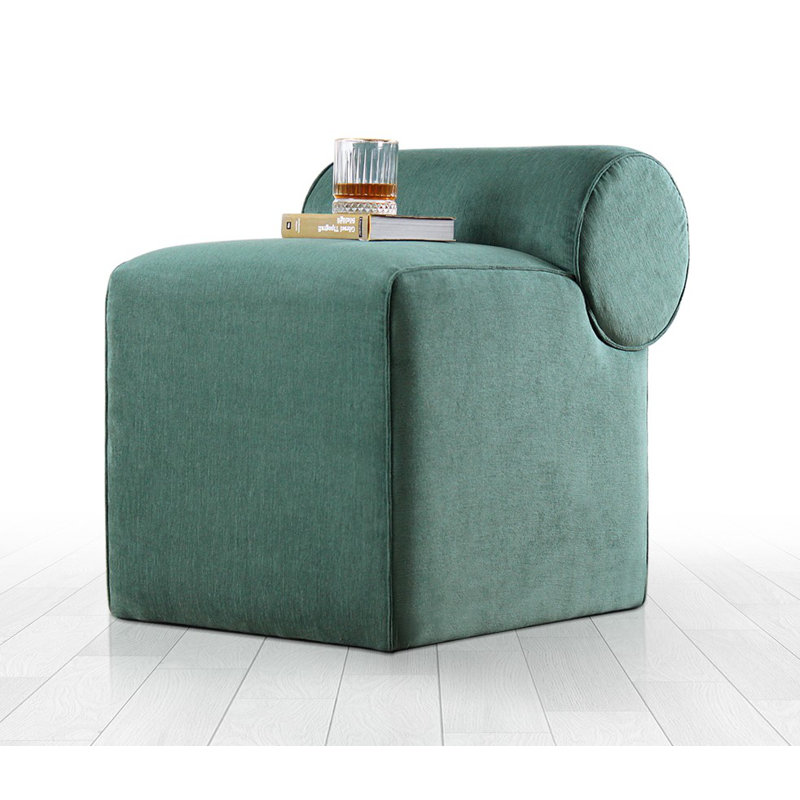 Repose-pieds pouf élégant, 100% coton, vert | Éponge orthopédique (2,4 po) pour le confort | Pieds cachés recouverts de PVC | Dimensions: 17,7 po x 22,0 po x 23,6 po | Parfait pour le salon, la chambre à coucher et les espaces de détente