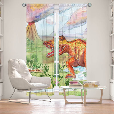 Catherine Holcombe - Dinosaur III Room Darkening Thermal Outdoor Rod Pocket 2 Piece Curtain Panel Set -  East Urban Home, A1DF7AF6A6FE4113B5510C34E55F95B6