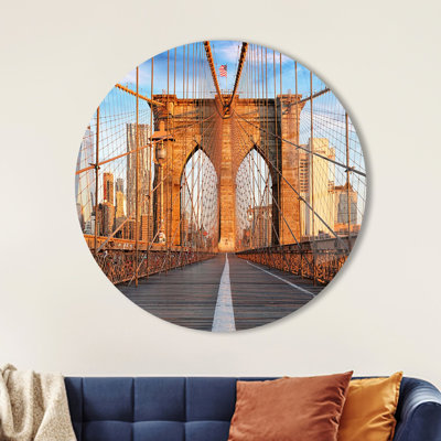 Large Glass Wall Art Featuring The Iconic Brooklyn Bridge Landscape For A Unique And Modern New York City Touch In Your Living Room Or Office