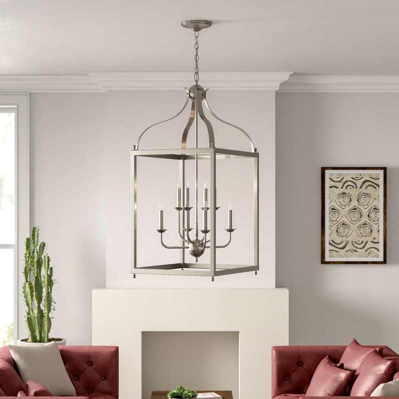 Lustre géométrique à 8 lumières Larkin, Nickel brossé