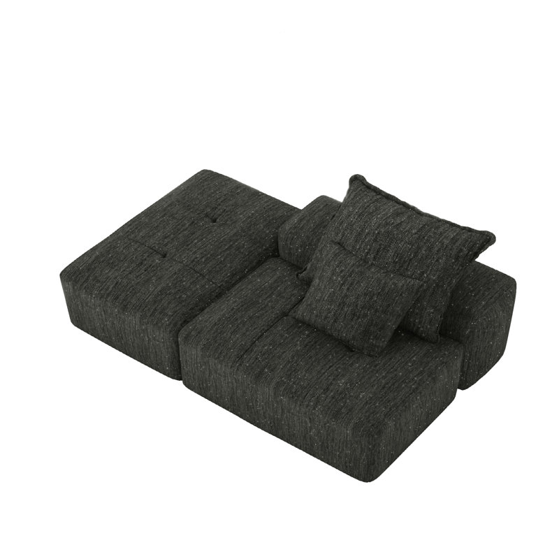 Canapé modulaire surdimensionné Modern, Tissu chenille noir