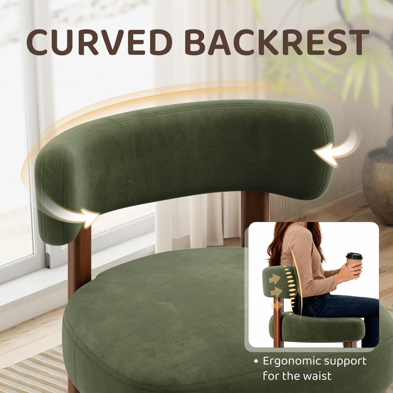 Upholstered Solid Wood Dining Chair Side Chair, Green