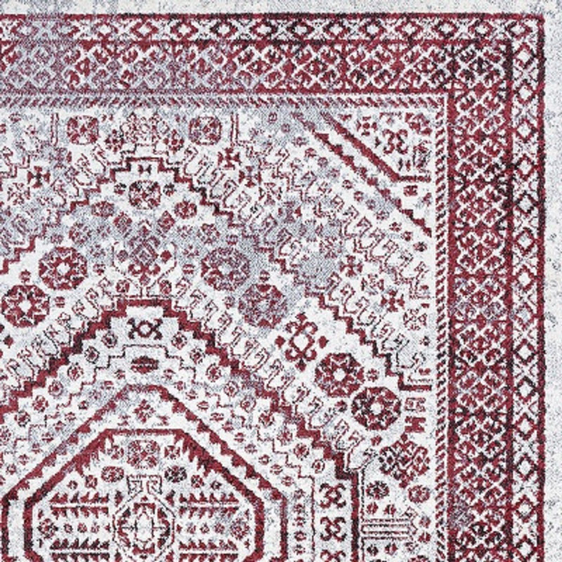 Tapis rouge / ivoire Boho Cottage Medallion, Rectangle 3 pi x 5 pi