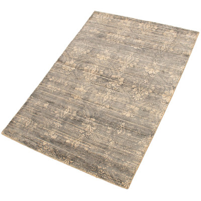 Tapis à la main one-of-kind-noué la 2010 galleria gris/brun 5 pi x 7 pi 4 po Martello