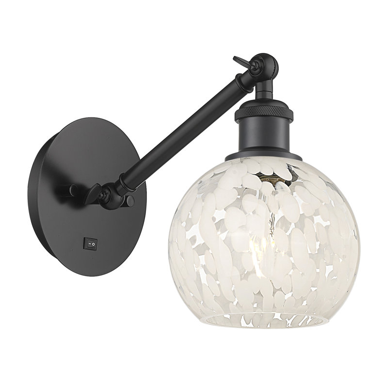 Applique murale 1 lumière Ballston White Mouchette, Noir mat, H 8 po x l 6 po x P 12 po