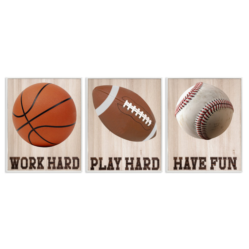Ensemble de giclées encadrées 3 pièces Motivational Sports, H 14 po x l 33 po, Estampe numérique encadrée blanc bord de mer