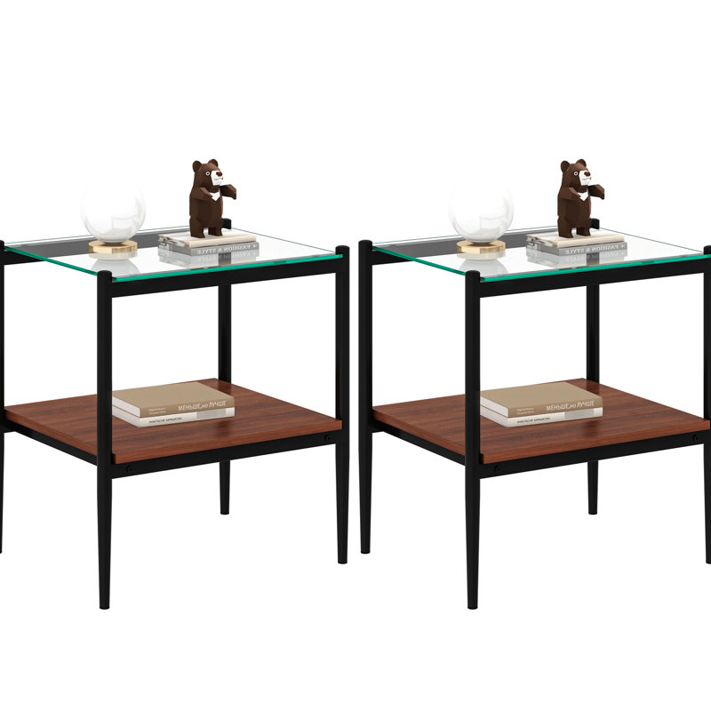 Table de bout Modern Living, Transparent, Noir / brun