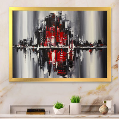 «Fantasy Red City Skyline», reproduction sur toile flottante