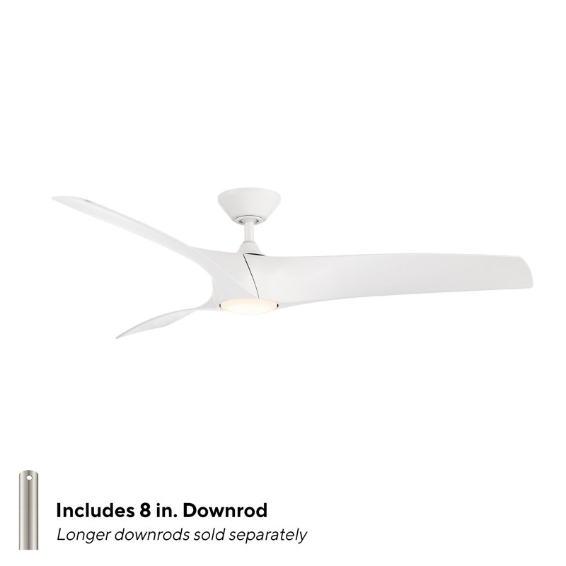 Zephyr 3 - Blade Outdoor/Indoor Smart Ceiling Fan with Light Kit And Remote Control Included, Matte White, 52"