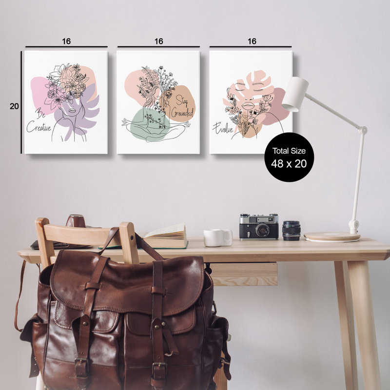  Ensemble de 3 impressions créatives sur toile par Chen Alyesh, H 20 po x l 16 po