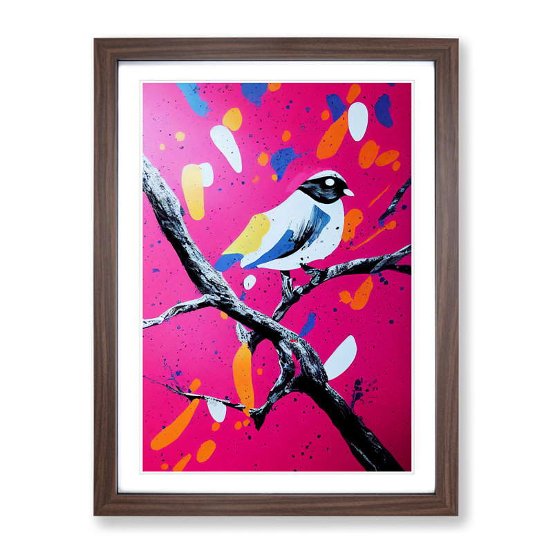 Splashed Bird No.2 Abstract - Framed Print, 64cm H x 46cm W x 2cm D, Walnut Framed