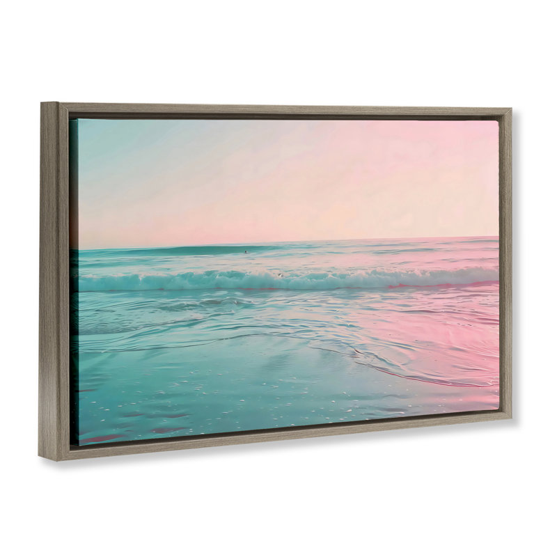 Cadre flottant Sunset Collision Seascape, design par LSR Design Studio, H 17 po x l 25 po, Cadre flottant orme Montalcino