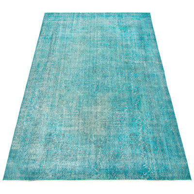 One-of-a-Kind 6'11" X 10'3" New Age Wool Area Rug in Turquoise