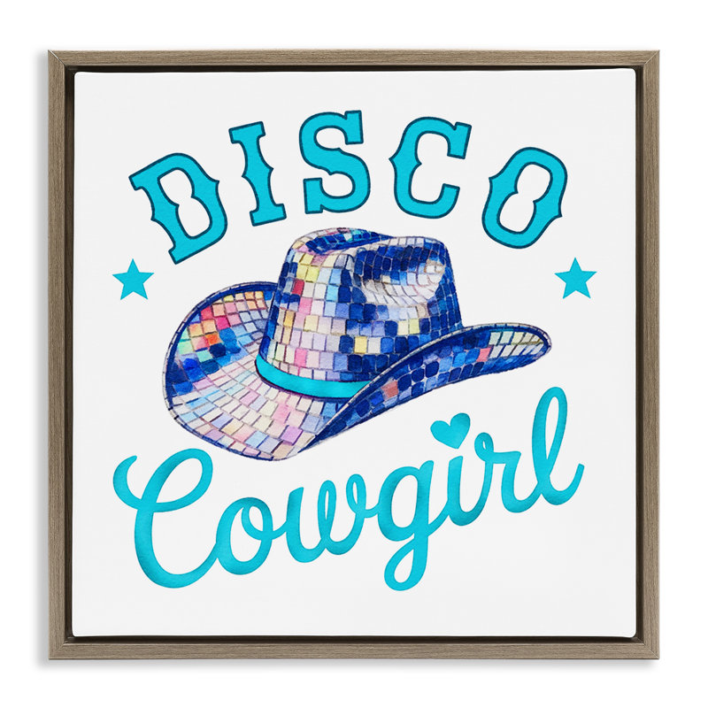Cadre flottant Turquoise Cowo Cowgirl, design par Amanda Greenwood, Cadre flottant orme Montalcino, H 18 po x l 18 po