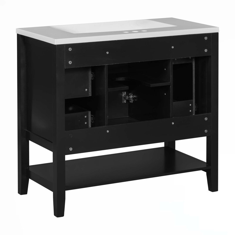 Meuble-lavabo 36 po avec lavabo, Noir