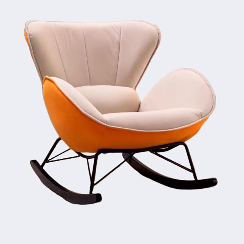 Chaise berçante légère et luxueuse, Orange/Blanc