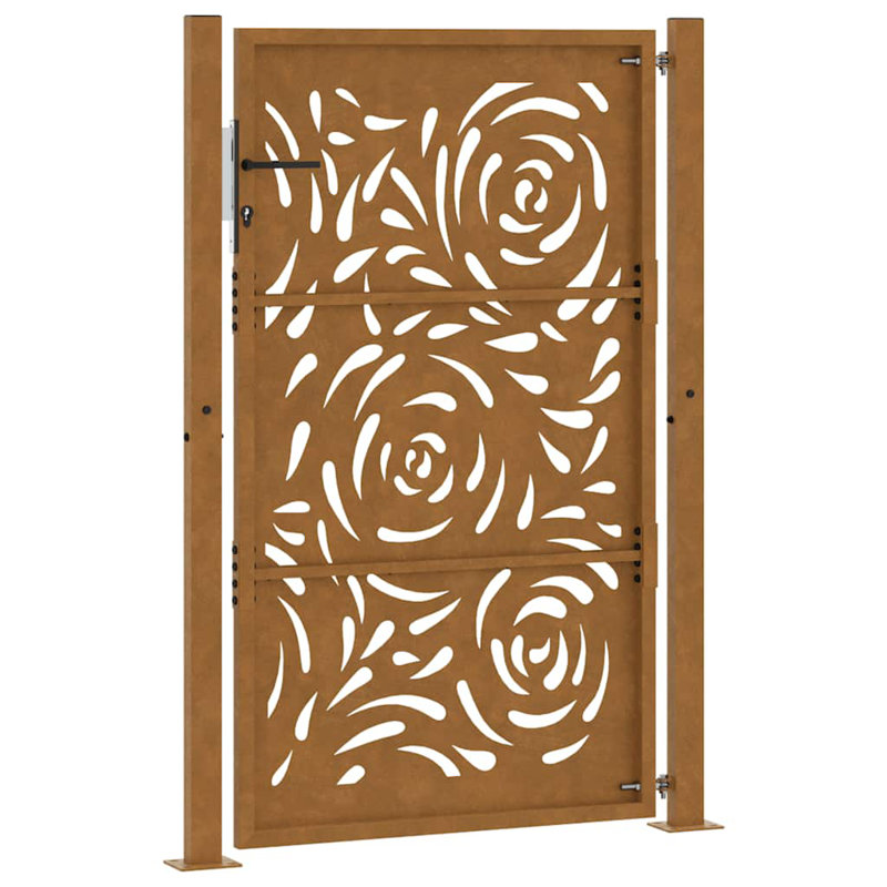  Garden Gate Steel Flame Design, Rusty, 105 x 155 cm