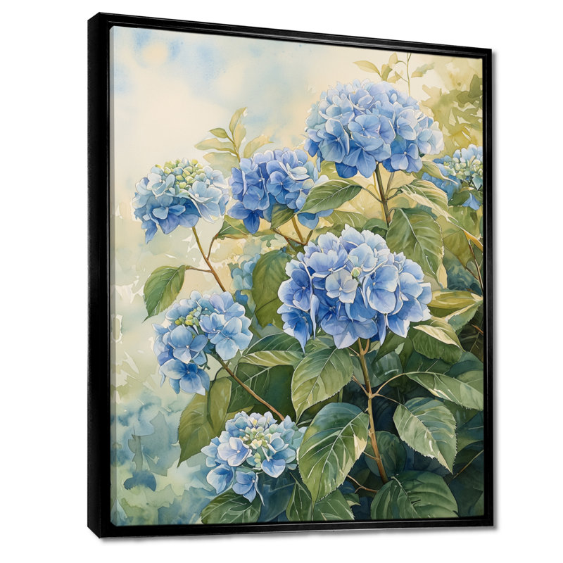Hortensias dans la brise d'été II - Hydrangées, reproductions encadrées, Noir, Impression encadrée flottante