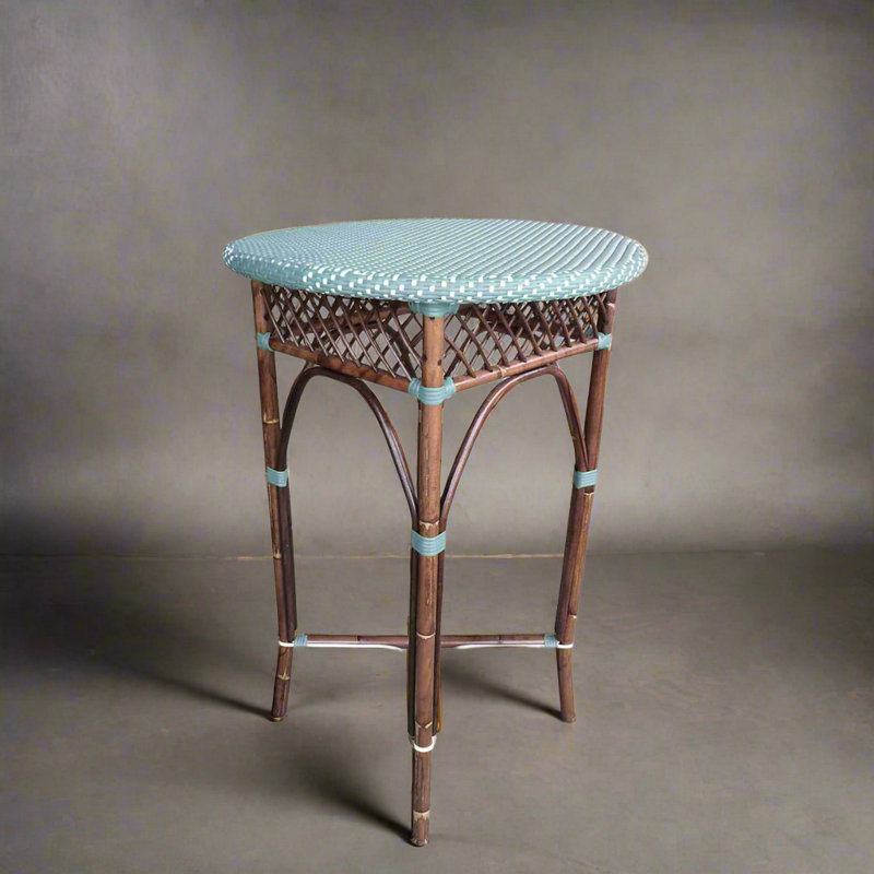 Table bistro en verre Minturn, Bleu